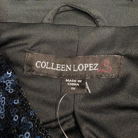 Colleen Lopez Women's Luxe Sequin Moto Jacket Blue Size 1X - Picture 3 of 6